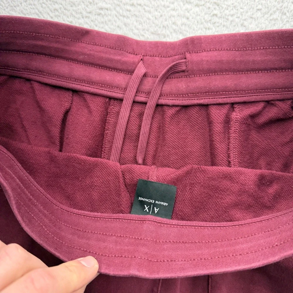 Armani Exchange Mens Burgundy Logo Joggers Sweatpants XM001266 Size L‎